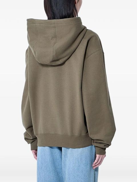 Saint Laurent logo-embroidered hoodie - Green