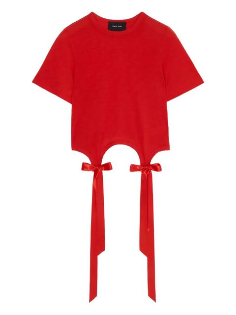 Simone Rocha Easy bow-detail short-sleeve T-shirt - Red - zdjęcie produktu nr 1
