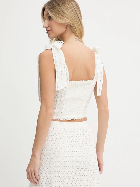 Pepe Jeans bluzka bawełniana damska kolor beżowy gładka PL305103 - zdjęcie produktu nr 2