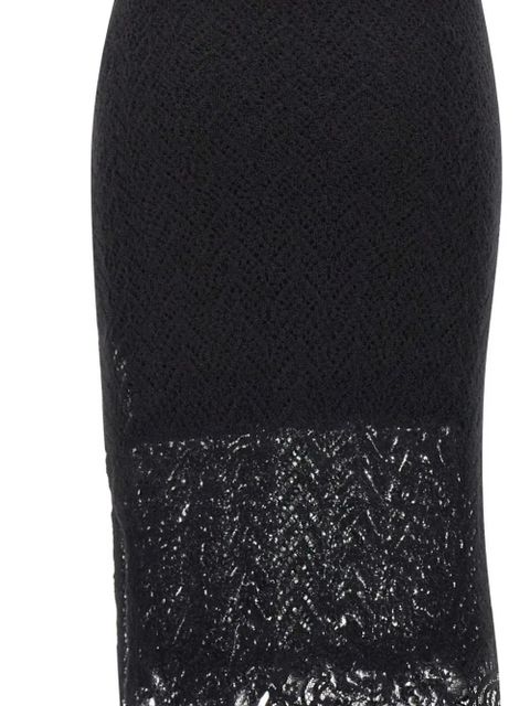 Blumarine textured lace-detailed midi skirt - Black
