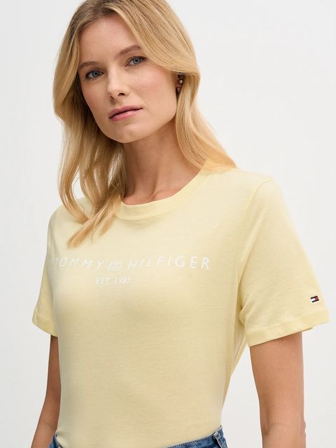 Tommy Hilfiger t-shirt bawełniany damski kolor żółty WW0WW40276