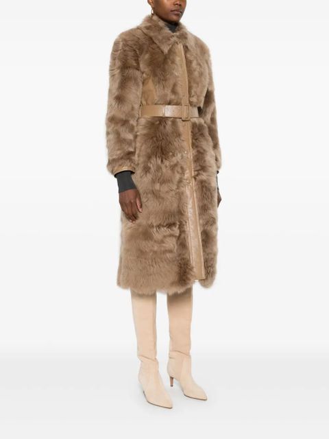 TOM FORD shearling belted coat - Brown