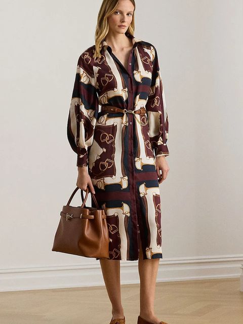 Lauren Ralph Lauren sukienka kolor brązowy mini rozkloszowana 200P03555 - zdjęcie produktu nr 1