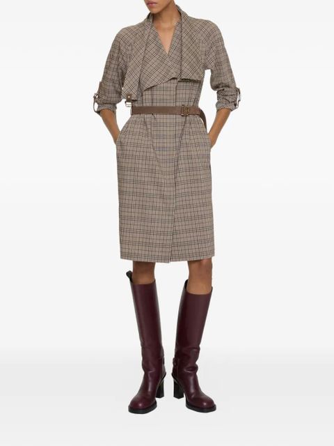 Burberry scarf-collar checked mini dress - Grey - zdjęcie produktu nr 2