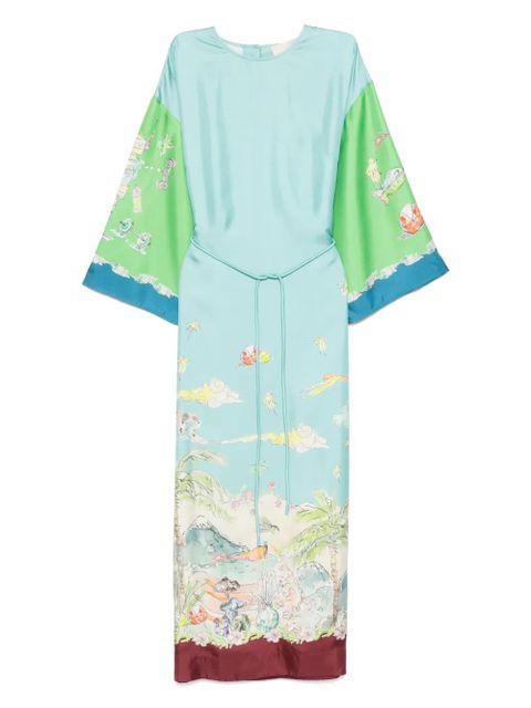 ALEMAIS Daria graphic-print silk midi dress - Blue - zdjęcie produktu nr 1