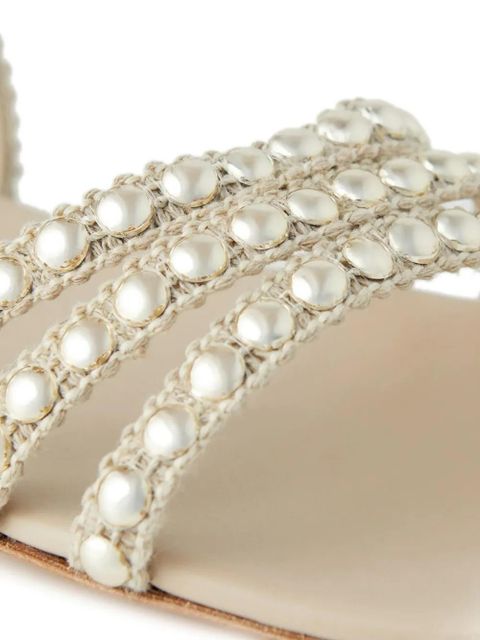 Casadei stud-embellished flat sandals - Neutrals