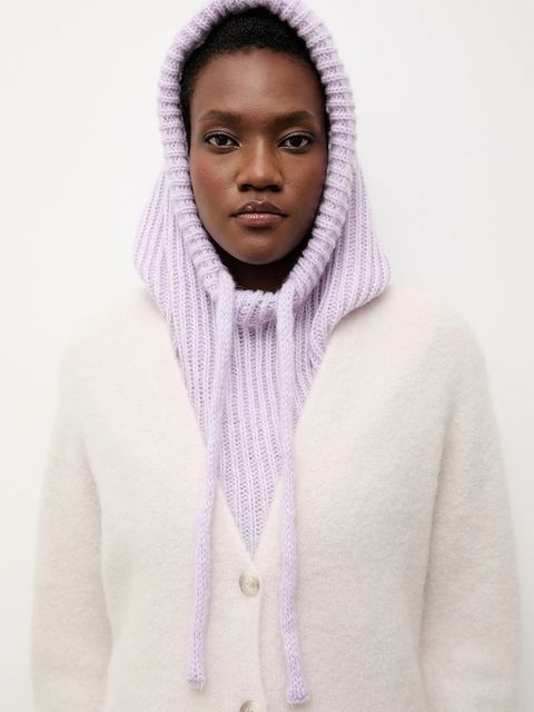 Answear.LAB kominiarka z wełną merino kolor fioletowy