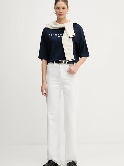 Tommy Hilfiger t-shirt bawełniany damski kolor granatowy WW0WW47811