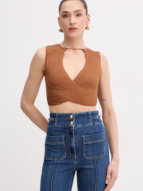 Elisabetta Franchi bluzka kopertowa damska z wiskozy - zdjęcie produktu nr 1