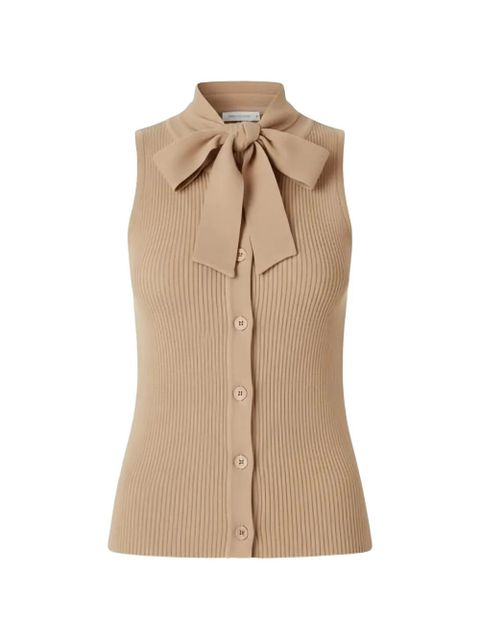PINKO neck-tie ribbed tank top - Neutrals - zdjęcie produktu nr 1