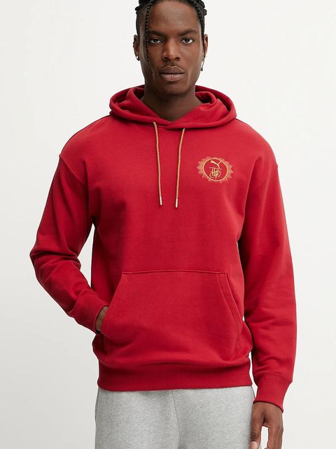 Puma bluza bawełniana PUMA x HARRY POTTER kolor bordowy z kapturem z aplikacją 630093