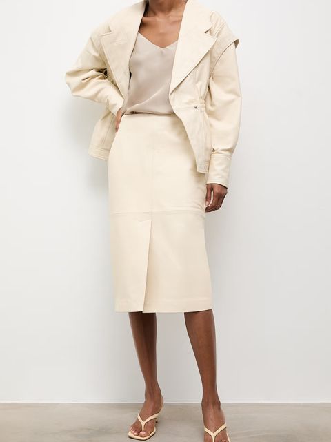 Answear.LAB spódnica z rozcięciem skórzana SORA - zdjęcie produktu nr 2