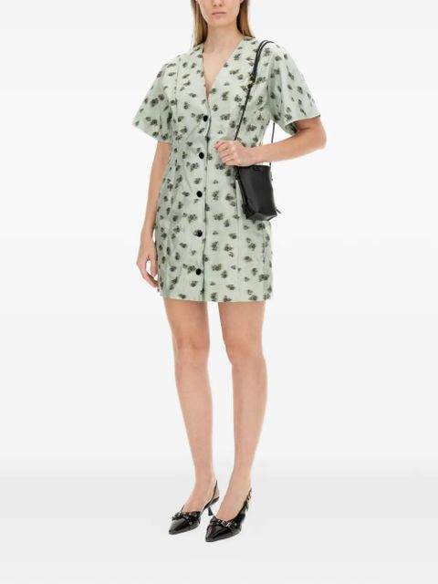GANNI button floral mini dress - Green - zdjęcie produktu nr 2