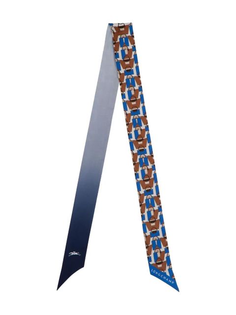 Longchamp Origami Le Pliage patterned silk scarf - Blue - zdjęcie produktu nr 1