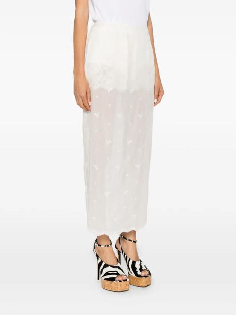 Magda Butrym embroidered scalloped-hem midi skirt - White