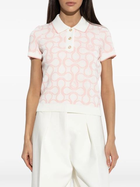 Casablanca patterned polo top - White