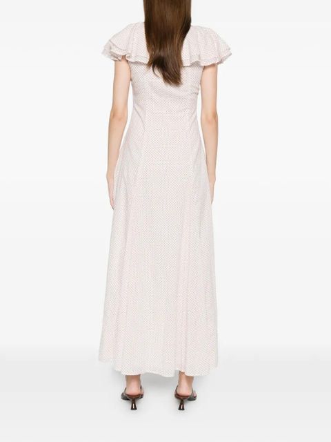 Posse Marlowe flutter scoop-neck midi dress - White