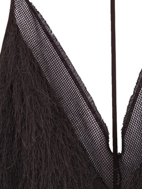 Alysi fringed V-neck top - Brown