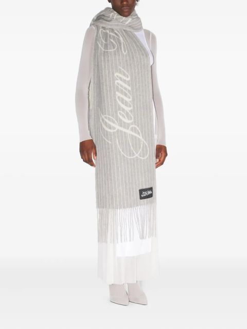 Jean Paul Gaultier pinstripes fringed scarf - Grey - zdjęcie produktu nr 1