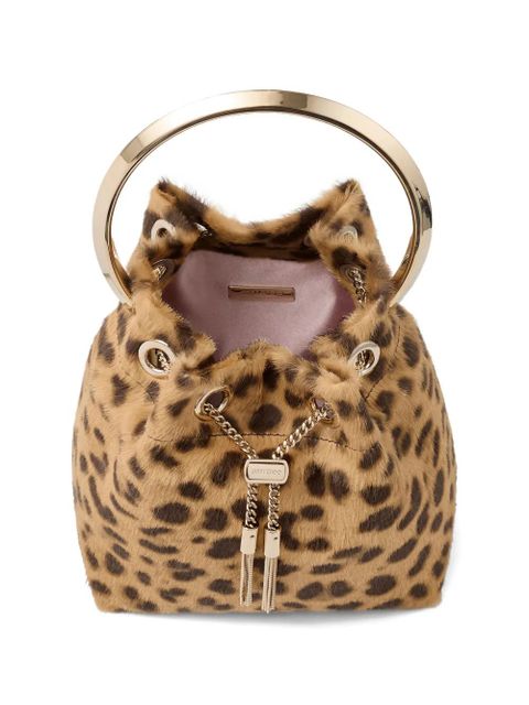 Jimmy Choo Bon Bon leopard-print circe-handle mini bag - Neutrals