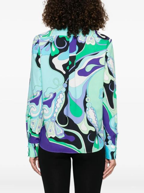 PUCCI abstract-print cotton shirt - Blue