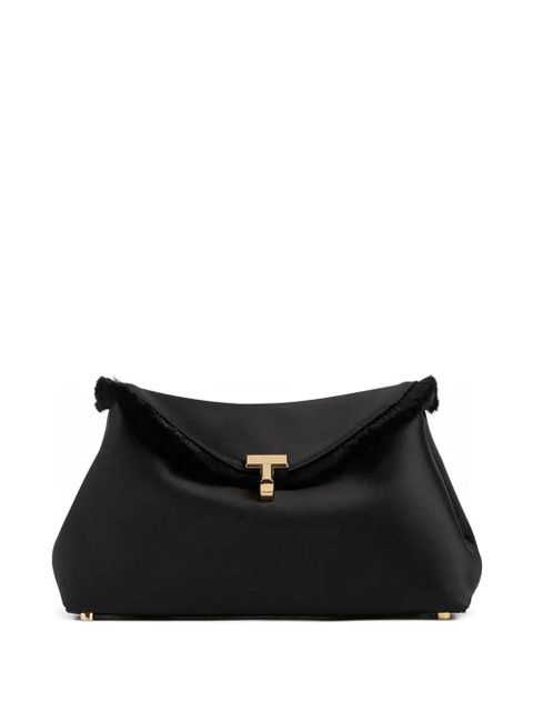 TOTEME mini T-lock frayed clutch bag - Black - zdjęcie produktu nr 1