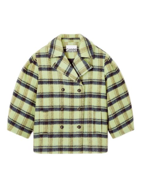 GANNI double-breasted plaid coat - Yellow - zdjęcie produktu nr 1