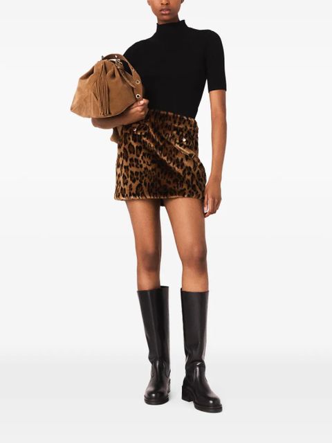 Maje leopard-print mini skirt - Brown - zdjęcie produktu nr 2