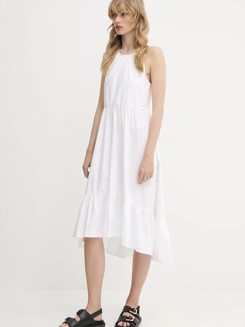 Armani Exchange sukienka bawełniana kolor biały midi rozkloszowana XW000477 AF12812 - zdjęcie produktu nr 2