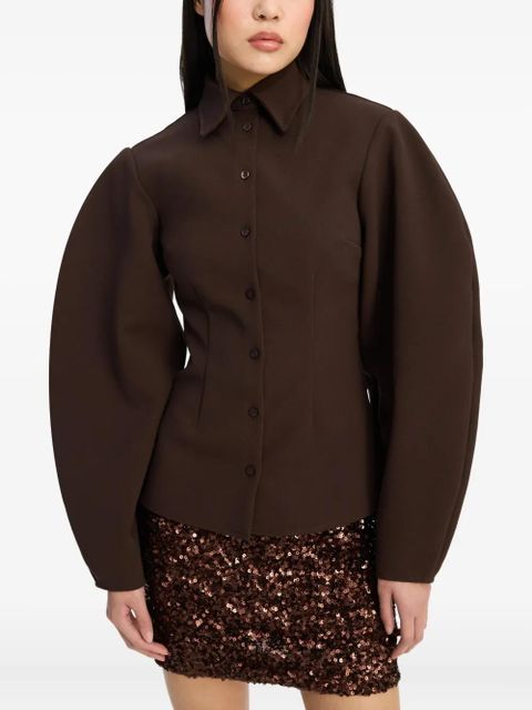 ROTATE BIRGER CHRISTENSEN puff-sleeve shirt - Brown
