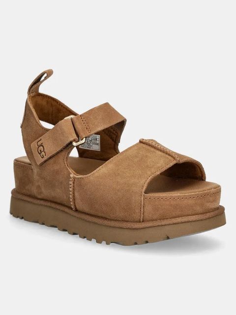 UGG sandały zamszowe Goldenstar Hi damskie kolor brązowy na platformie 1167356-CHE - zdjęcie produktu nr 1
