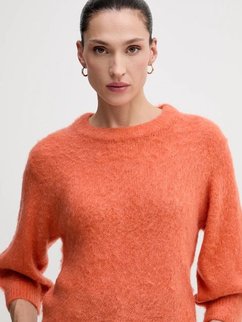 United Colors of Benetton sweter z dodatkiem moheru damski kolor pomarańczowy 1VAAD10F4