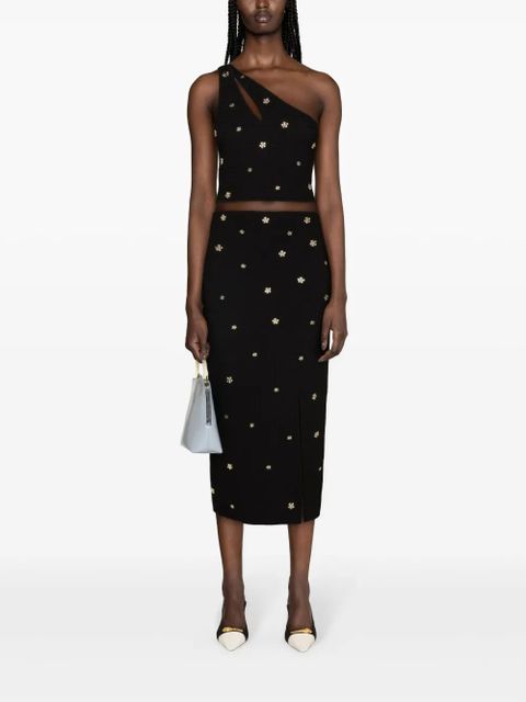 SANDRO floral-appliqué pencil skirt - Black - zdjęcie produktu nr 2