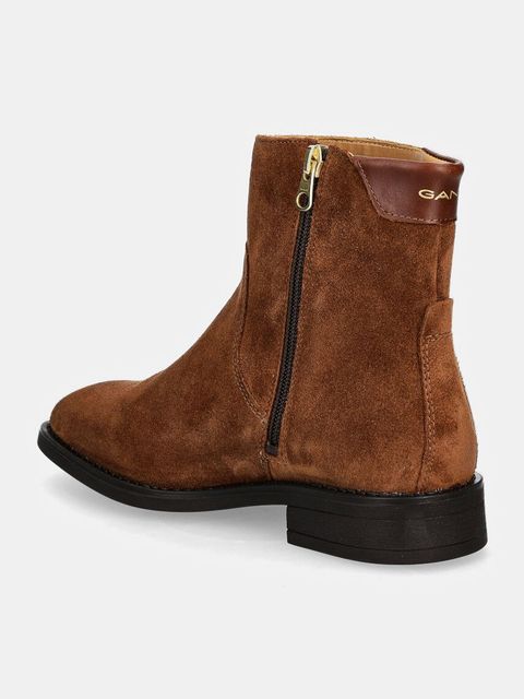 Gant botki zamszowe Fayy damskie kolor brązowy na płaskim obcasie 29543798 G45