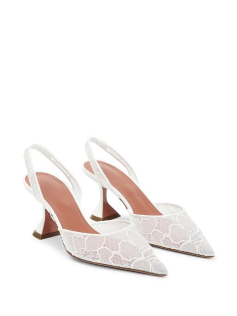 Amina Muaddi lace slingback pumps - White - zdjęcie produktu nr 2