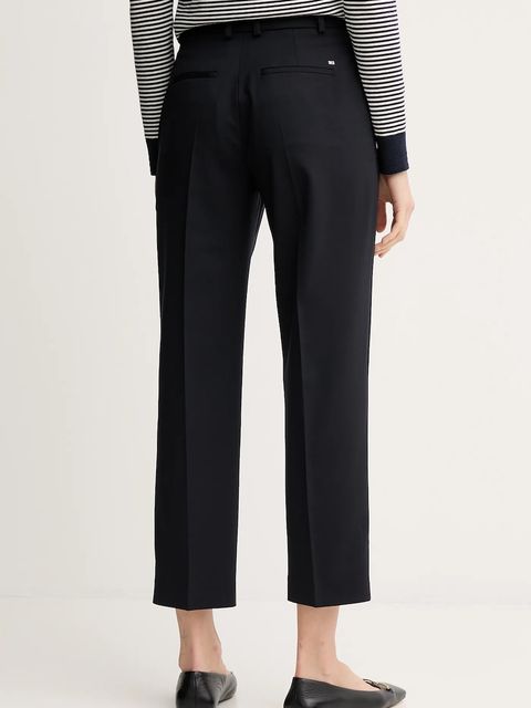 Tommy Hilfiger spodnie z dodatkiem wełny damskie kolor granatowy fason cygaretki high waist WW0WW48353