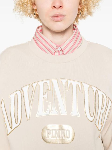 PINKO appliqué-detail sweatshirt - Neutrals