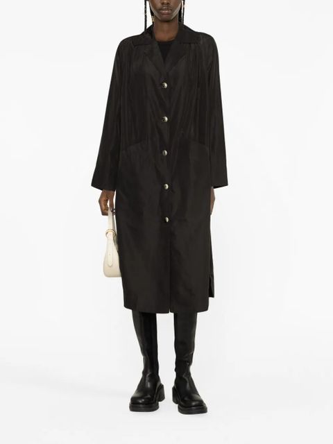 GANNI notched-lapel single-breasted coat - Black