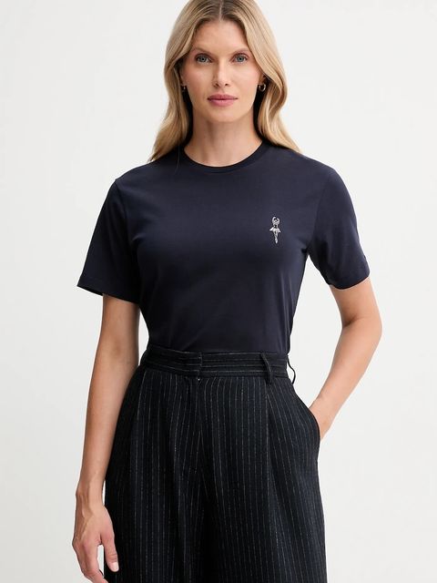 Bally t-shirt bawełniany damski kolor granatowy WJE085 - zdjęcie produktu nr 1