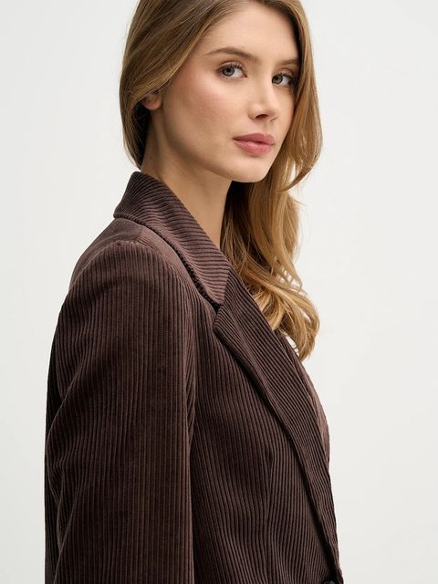 Sisley marynarka sztruksowa kolor brązowy jednorzędowa gładka 29L0LW03J