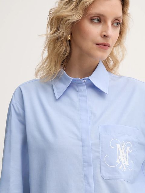 MAX&Co. koszula bawełniana damska kolor niebieski relaxed z kołnierzykiem klasycznym 2526116121200