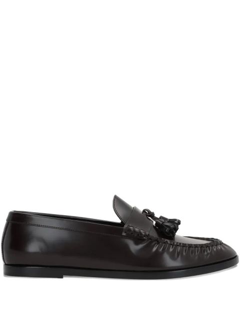 The Row pleated tassel leather loafers - Brown