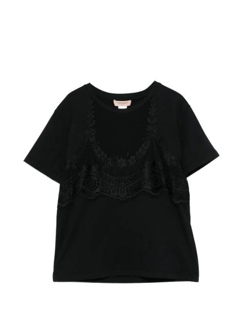 TWINSET lace-detail short-sleeve top - Black - zdjęcie produktu nr 1