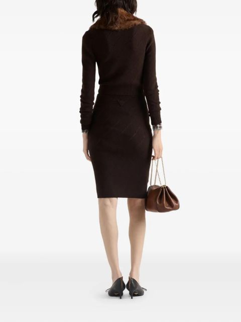 Prada diamond-pattern midi skirt - Brown