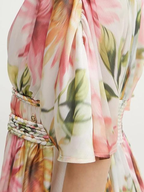 Guess sukienka LUCIE kolor różowy midi rozkloszowana W5PK1Z WHHF0