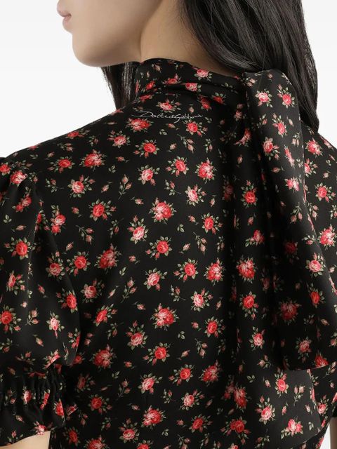 Dolce & Gabbana floral high-neck blouse - Black