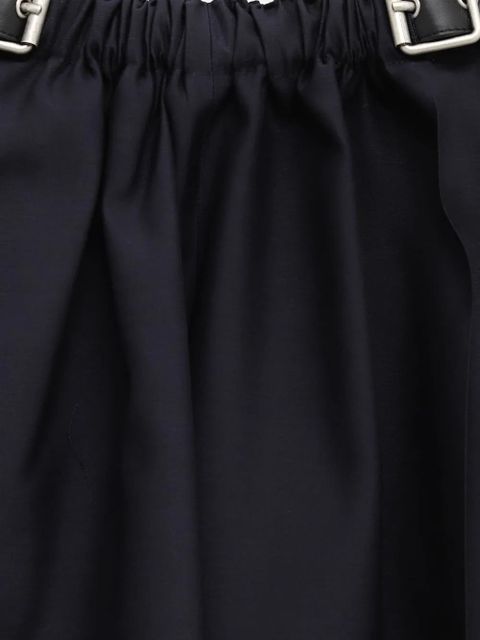 LOEWE pleated leather-belt trousers - Blue