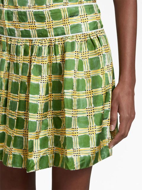 Marni Check Fields silk minidress - Green