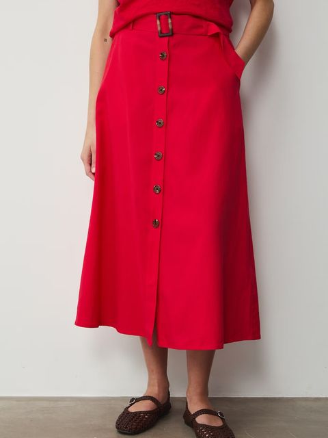 Medicine spódnica trapezowa z dodatkiem lnu - zdjęcie produktu nr 1