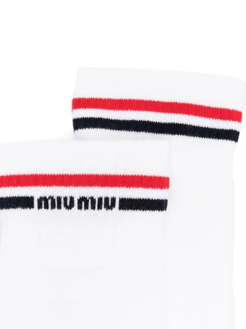 Miu Miu stripe-detail socks - White - zdjęcie produktu nr 2